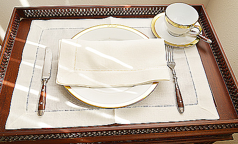 Linen Placemat. Natural Linen Winter White Linen. Hemstitch. 1pc